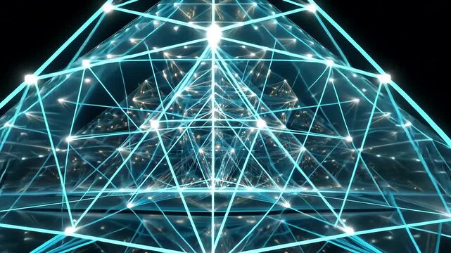 Futuristic technology network pyramid structure abstract digital background video