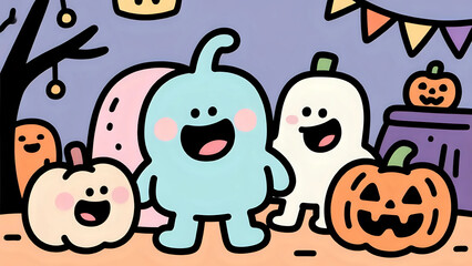 Cute Halloween Friends Celebration