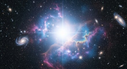 Galaxy bright cosmic nebula starburst colorful deep space clouds