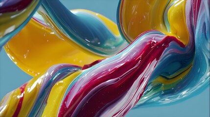 colorful liquid blobs moving in smooth morphing motion, 3D abstract animation, 4K,