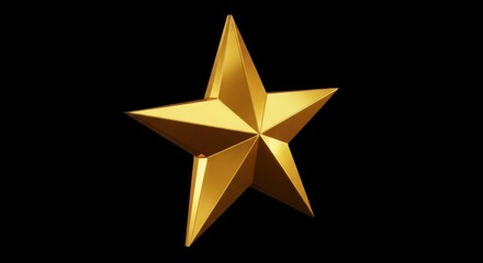 Golden star shiny 3d premium rating icon glowing on black space