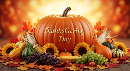Naklejka premium Happy Thanksgiving Day! 2025 thanksgiving | 27 November