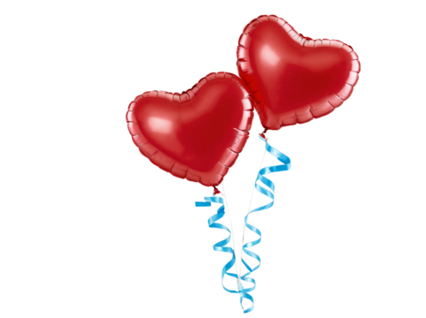 Red Foil Heart Balloon with Ribbon Isolated on White Background - Powered by Adobe