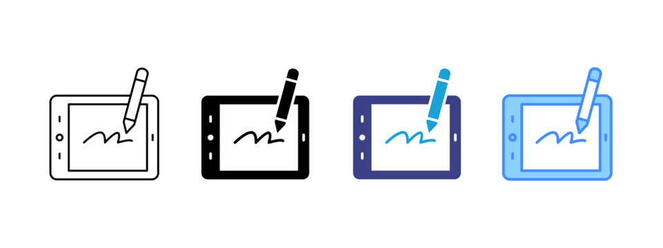 Graphic Tablet icon set multiple style collection