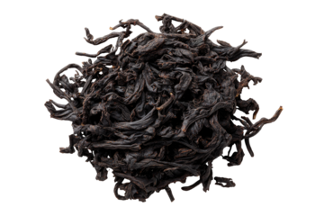 Dark, tangled tea leaves