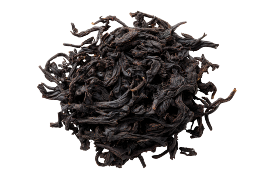 Dark, tangled tea leaves