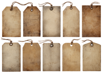 Vintage, aged, blank paper tags