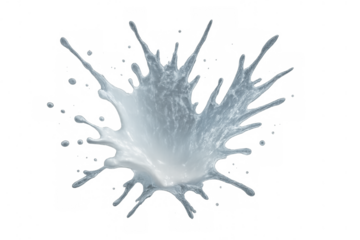 White liquid splash forming a crown shape, reflecting freshness and movement concept, on transparent background