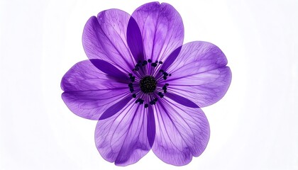Obraz premium Vibrant Purple Flower with Delicate Petals on White Background.
