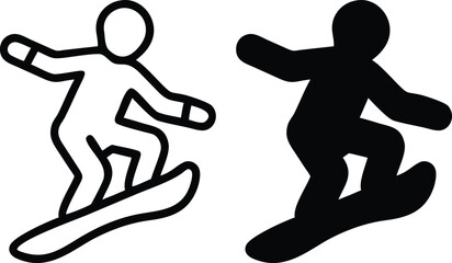 Snowboarder Surfer Action Sports Rider Figure Vector Silhouette and Pictogram..eps