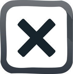 Fototapeta premium Hand-drawn 'X' icon in a rounded square. Clear graphic for close, cancel, delete, or error functions. Ideal for modern user interfaces and digital design