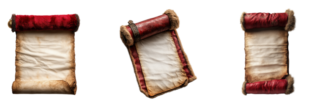 Old Parchment Scrolls with Red Trim isolated on a transparent background - Powered by Adobe