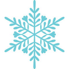 A Blue Snowflake Illustration with Intricate Ice Crystal Patterns on a Transparent Background