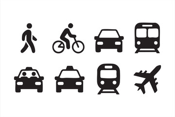 Transportation and commute line icons for city, tourism, and logistics visuals