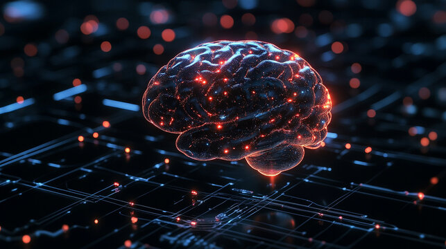 A futuristic brain-computer interface visualizes the flow of creative thought and digital ideation connecting human imagination with neural data streams in a glowing conceptual technology scene