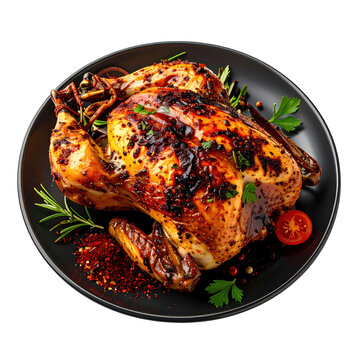 Musakhan, a palestinian roasted chicken dish with sumac and onions on taboon bread, isolated on a clean white background