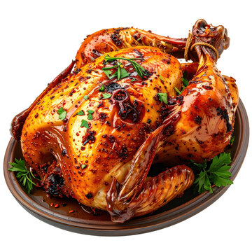 Musakhan, a palestinian sumac-spiced roasted chicken on taboon bread with caramelized onions, a vibrant dish isolated on a white background