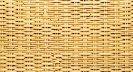 Obraz premium Natural rattan texture background, showcasing a tightly woven pattern with subtle variations in color and depth, creating a warm and inviting aesthetic