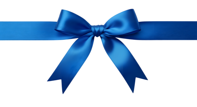 Blue ribbon tied in bow on black background