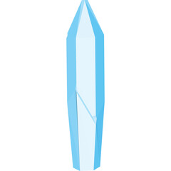 Abstract Blue Crystal Shape With Sharp Edges Isolated On Transparent Background With Light Blue And White Tones