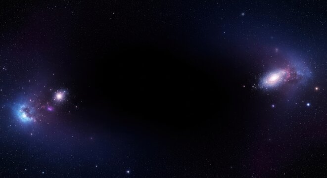 Two galaxies in deep space with stars and nebulae.