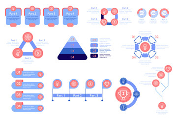 Infographic set presenting various data visualizations, including charts and diagrams, effectively breaking down information into simple, engaging graphics for better understanding