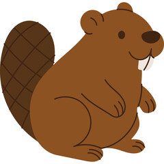 Brown Beaver With Large Teeth And Flat Tail On A Transparent Background Isolated Illustration Of A Rodent
