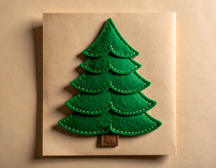 Felt Christmas Tree Patch on Kraft Paper A Rustic Holiday Decoration