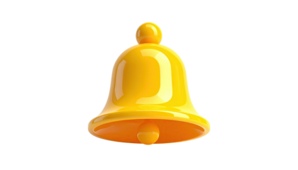 Glossy, yellow bell with rounded design on a black background