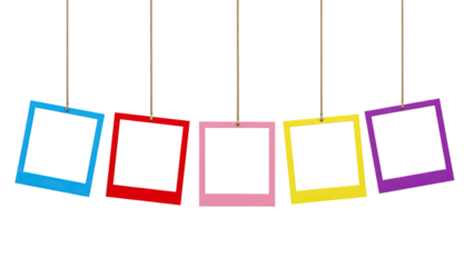 Hanging Frames in Rainbow Colors for Creative Art Projects on transparent background 