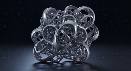 Complex interconnected chrome torus structure, symbolizing connectivity and technology