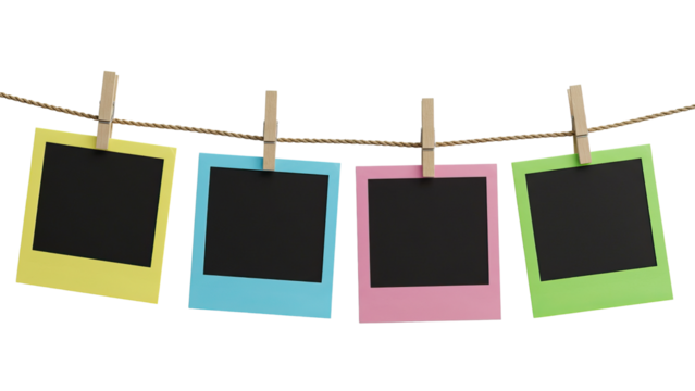 Moody Hanging Frames in Green and Brown Tones on transparent background 