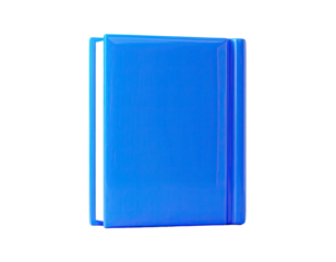 Isolated blue book, shown standing on a black background