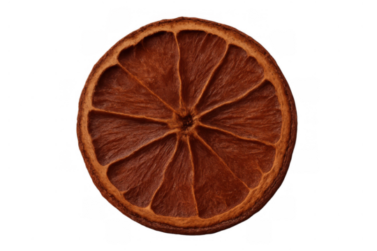 Dried orange slice for holiday decoration, natural christmas ornament, preparing mulled wine or winter flavorings