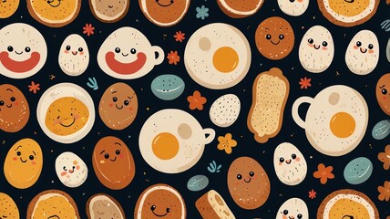 seamless pattern with funny cartoon animals