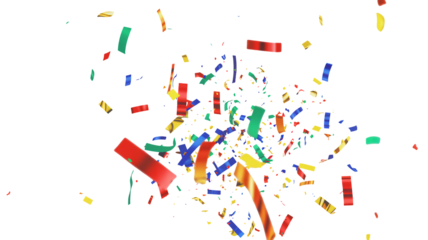 Vibrant confetti explosion celebrates festive moments with dynamic, colorful streamers