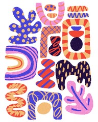 Abstract scribble fun doodle shape element brushstroke lines colorful pattern