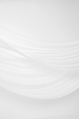 White Fabric Curtain with Soft Flowing Folds on Minimal Background horizontal white background