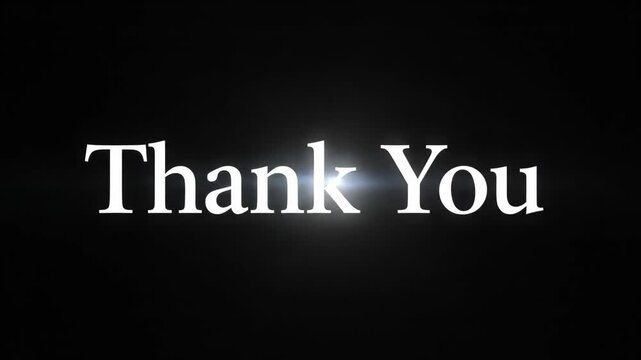 Thank You Text on Black Background - This video displays the words "Thank You" in a bold white font centered against a completely black background.