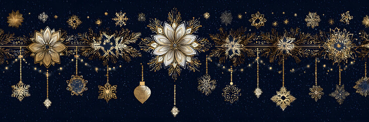 Concept of Christmas wallpaper with decorations - seamless texture. Vector.