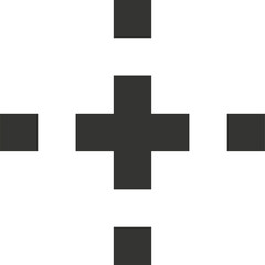 Abstract Dark Gray Cross Shape Symbol With Four Square Dots On White Transparent Background