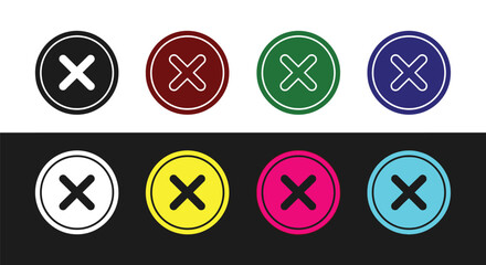 Fototapeta premium Eight colorful close buttons offer clear decision options