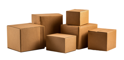 Empty shipping boxes isolated on transparent background