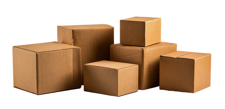 Empty shipping boxes isolated on transparent background