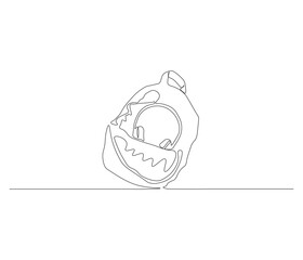 One continuous line drawing of ransel backpack. single line drawing of school backpack. back to school education concept. editable outline