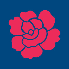 Bold Stylized Rose on Deep Blue Background