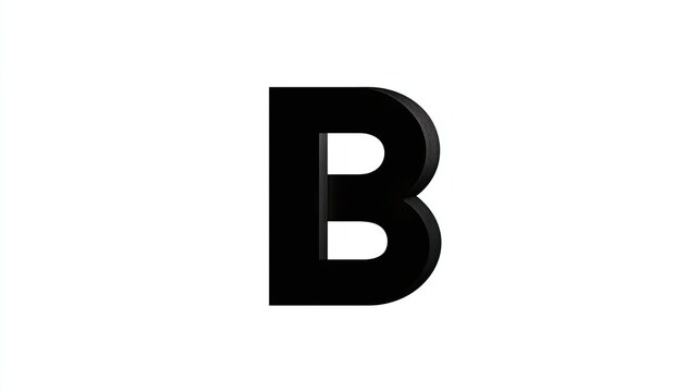 Isolated black capital letter b alphabet typography design element on white background