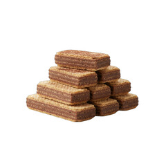 Stack of Chocolate Wafer Cookies with Sprinkles Isolated on Transparent Background Delicious Sweet Snack Food