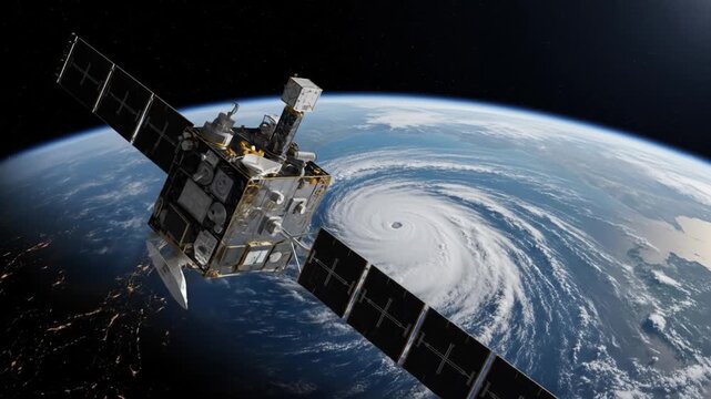 Orbital perspective of a powerful Hurricane, satellite monitor Earth's storm - Powered by Adobe