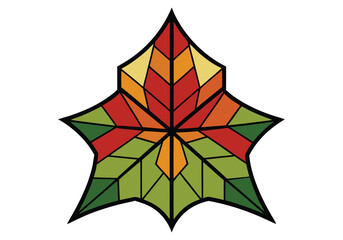 Obraz premium Abstract stained glass holly leaf design, a modern take on a classic christmas symbol, with vibrant colors and geometric shapes